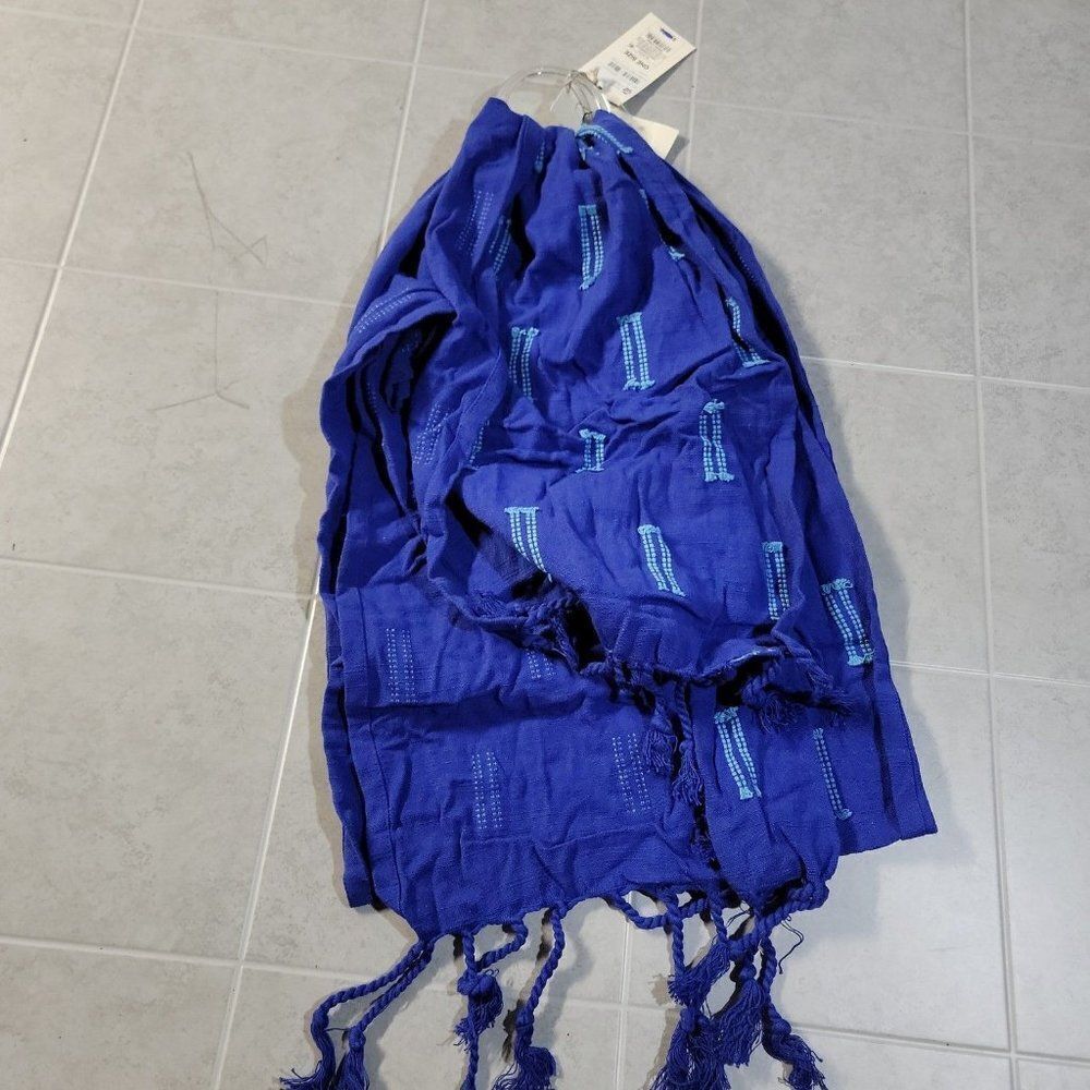 A New Day Womens Blue Embroidered Casual Wrap Scarf One Size
